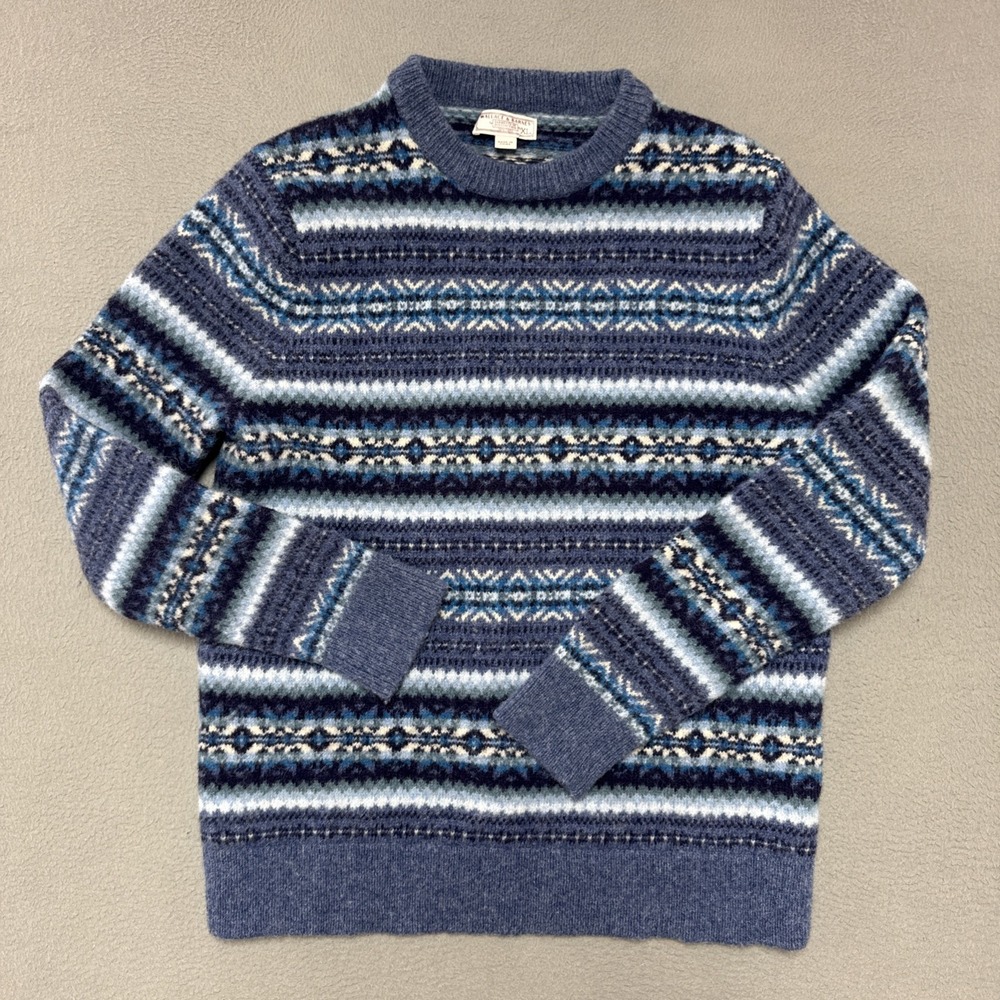 J. Crew Wallace & Barnes Blue Fair Isle Sweater 100% Wool Womens Sz XL Gorpcore